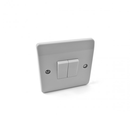 2 Gang 2 Way Light Switch White