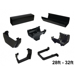 Full Set of Black Square Line Guttering 28ft - 32ft