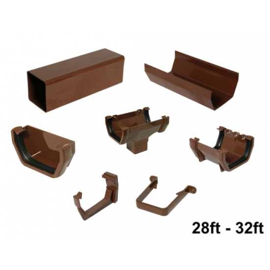 Full Set of Brown Square Line Guttering 28ft - 32ft