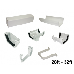 Full Set of White Square Line Guttering 28ft - 32ft