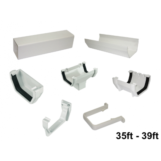 Full Set of White Square Line Guttering 35ft - 39ft