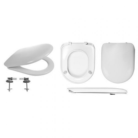 D-Shaped White Toilet Seat Soft Close