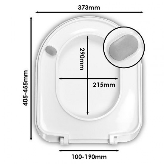 D-Shaped White Toilet Seat Soft Close