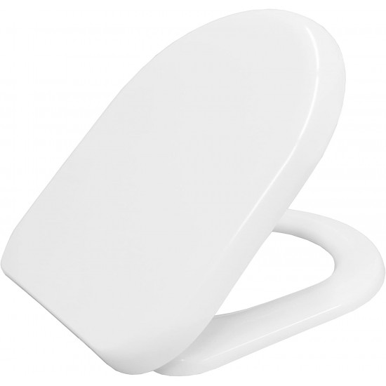 D Shaped Slow Close Toilet Seat White